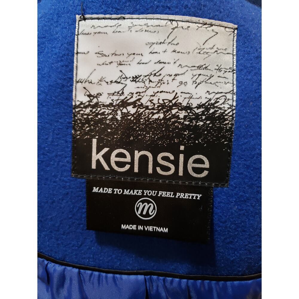 Kensie Blue Full Zip High Collar Moto Jacket Women’s Size M Polyester Stretch - Picture 10 of 13